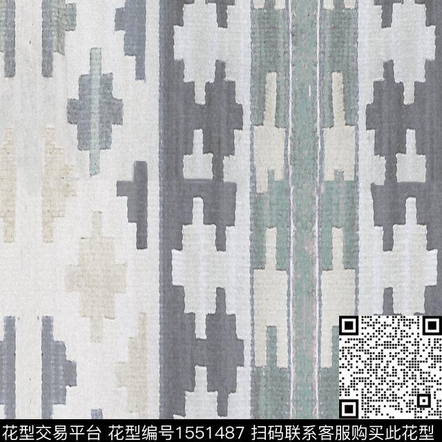 ZZ046.jpg - 1551487 - 民族风 几何 条纹 - 数码印花花型 － 沙发布花型设计 － 瓦栏