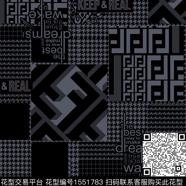 字母格子几何数码印花花型下载（图片编号: 1551783） - 瓦栏（Walan）