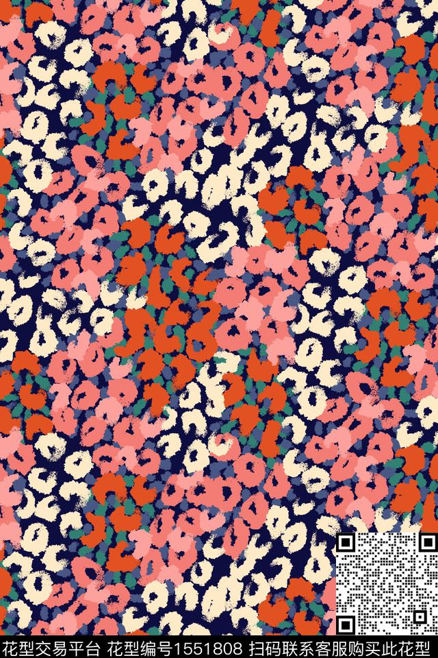 豹纹花卉.jpg - 1551808 - 动物纹 豹纹 豹纹花卉 - 数码印花花型 － 女装花型设计 － 瓦栏