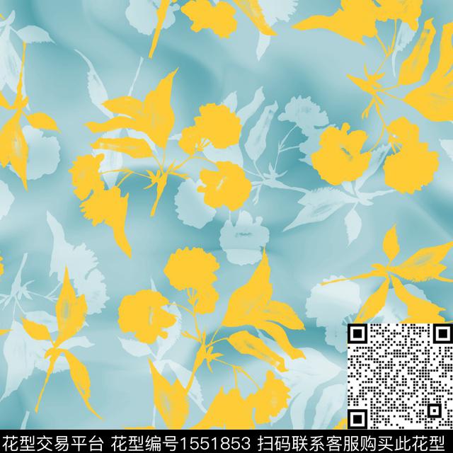 植物复古抽象花纹数码印花花型下载（图片编号: 1551853） - 瓦栏（Walan）