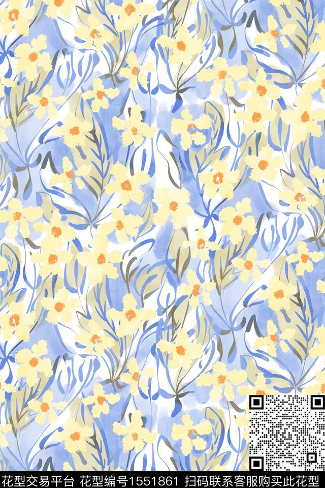 清爽底花卉花卉小碎花数码印花花型下载（图片编号: 1551861） - 瓦栏（Walan）