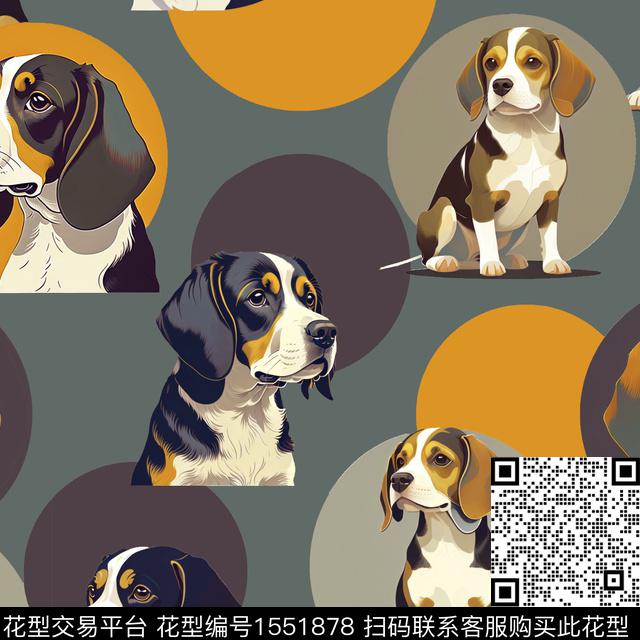 ZZ433 beagle.jpg - 1551878 - 几何 动物 狗 - 数码印花花型 － 礼品花型设计 － 瓦栏