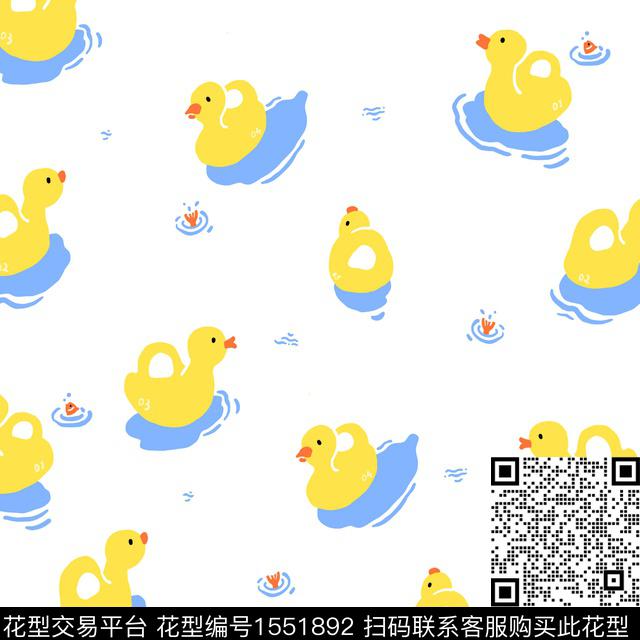 鸭子船.jpg - 1551892 - 卡通 可爱 鸭子 - 数码印花花型 － 童装花型设计 － 瓦栏