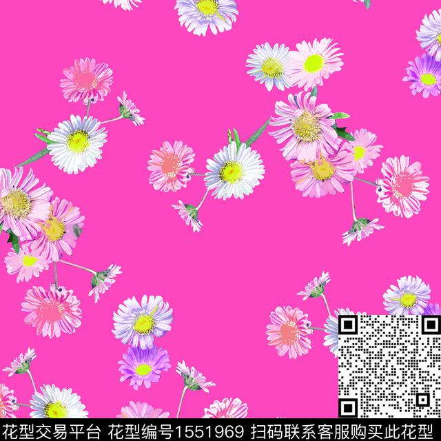 4-C1-（40X40cm）.jpg - 1551969 - 菊花 粉色 风格化花卉 - 数码印花花型 － 女装花型设计 － 瓦栏
