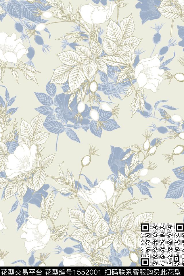 满版散花花卉春夏花型数码印花花型下载（图片编号: 1552001） - 瓦栏（Walan）