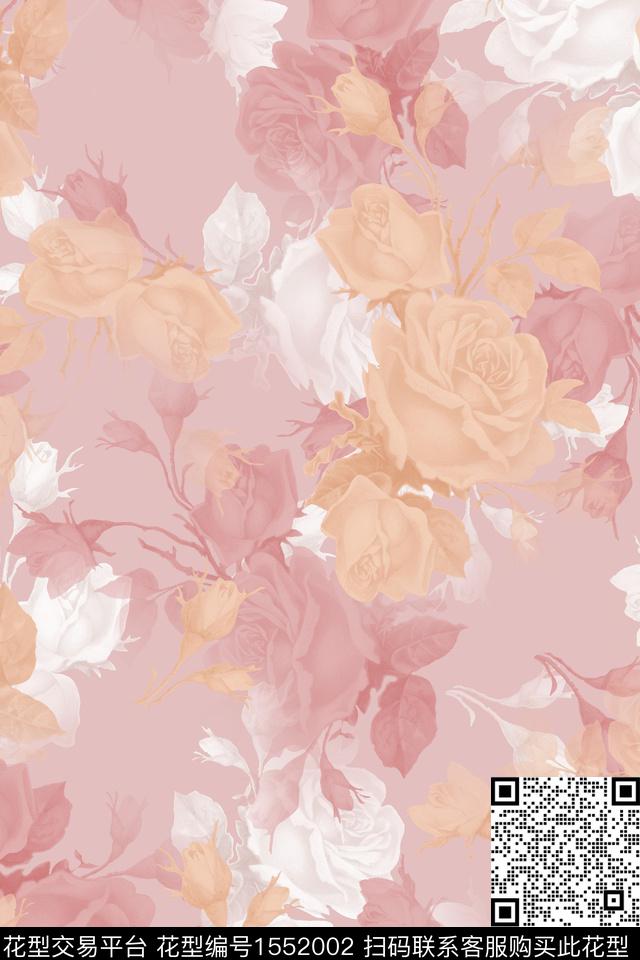满版散花花卉春夏花型数码印花花型下载（图片编号: 1552002） - 瓦栏（Walan）