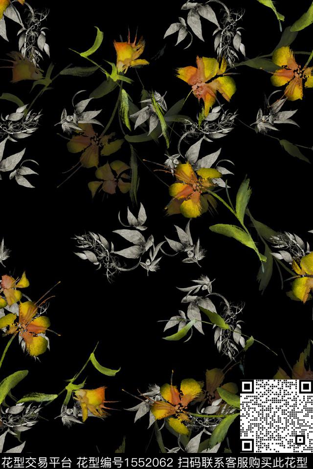 影花满版散花花卉数码印花花型下载（图片编号: 1552062） - 瓦栏（Walan）