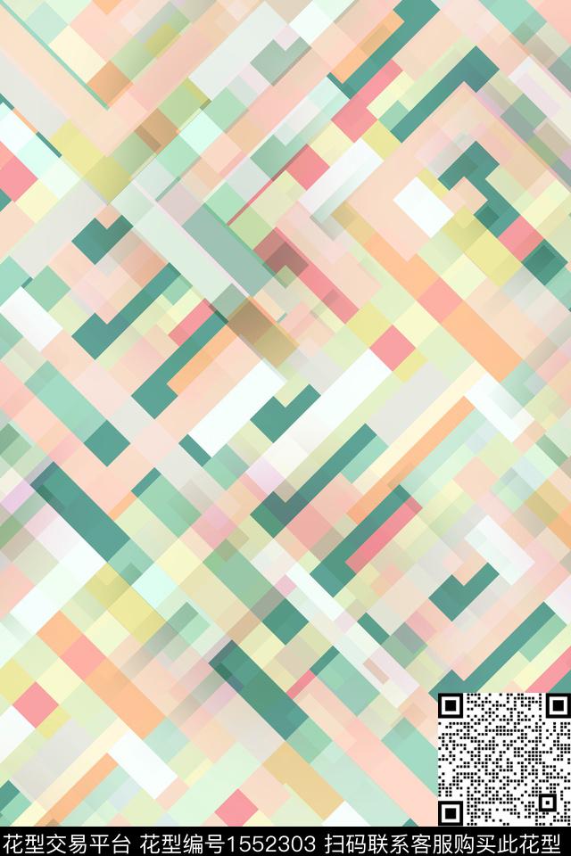 碎片叠加几何数码印花花型下载（图片编号: 1552303） - 瓦栏（Walan）