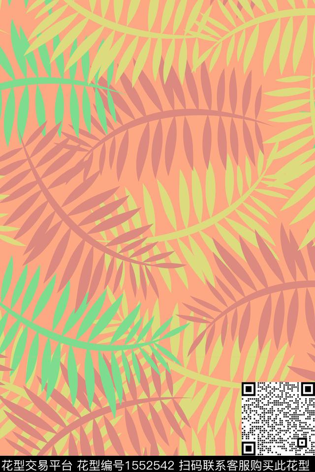 传统花型绿植树叶时尚花卉传统印花花型下载（图片编号: 1552542） - 瓦栏（Walan）