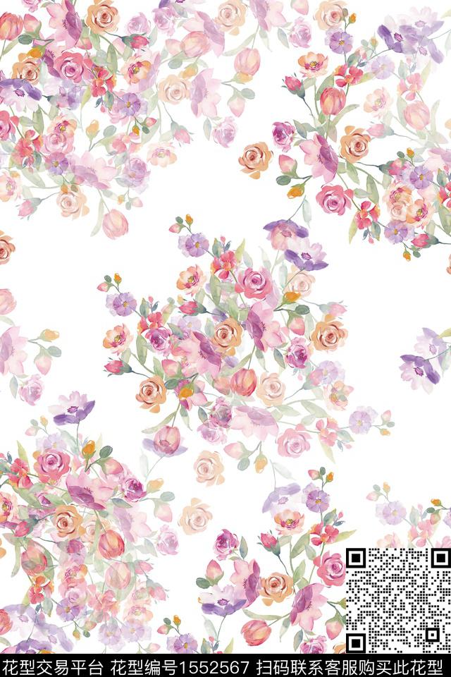 Z14475.jpg - 1552567 - 花卉 水彩 小碎花 - 数码印花花型 － 女装花型设计 － 瓦栏