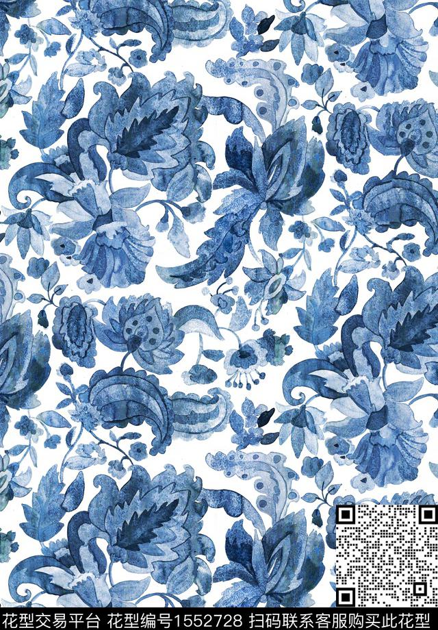 ZZ043 p.jpg - 1552728 - 水彩 民族花卉 花卉 - 数码印花花型 － 女装花型设计 － 瓦栏