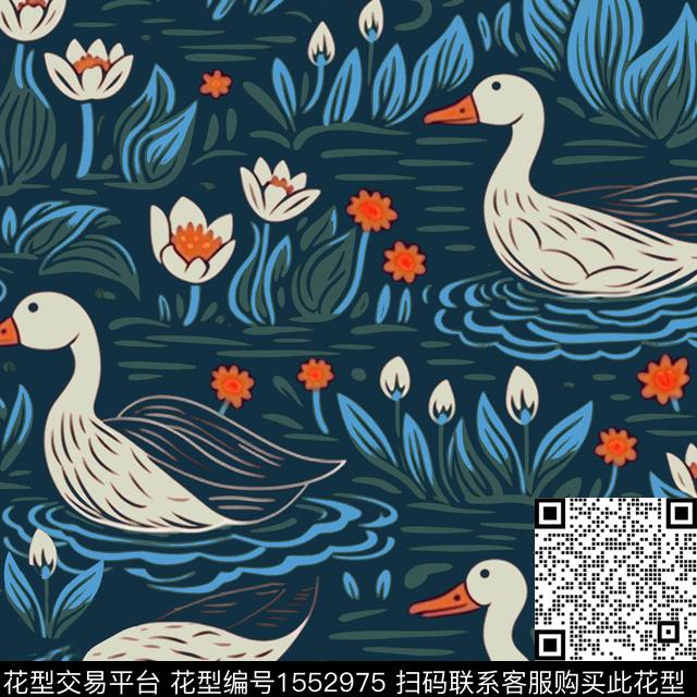 ZZ439 pattern vv.jpg - 1552975 - 趣味 鸭子 花卉 - 数码印花花型 － 童装花型设计 － 瓦栏