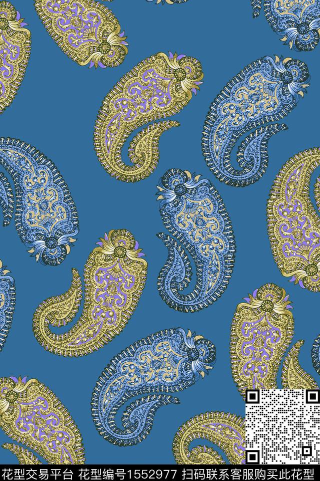 大牌风复古佩斯利数码印花花型下载（图片编号: 1552977） - 瓦栏（Walan）