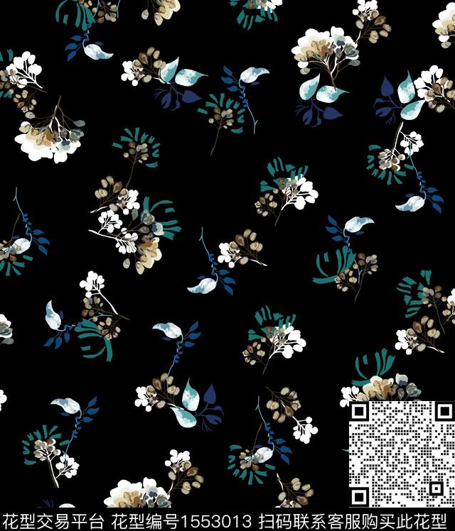 2010.jpg - 1553013 - 小碎花 花卉 黑底花卉 - 数码印花花型 － 女装花型设计 － 瓦栏