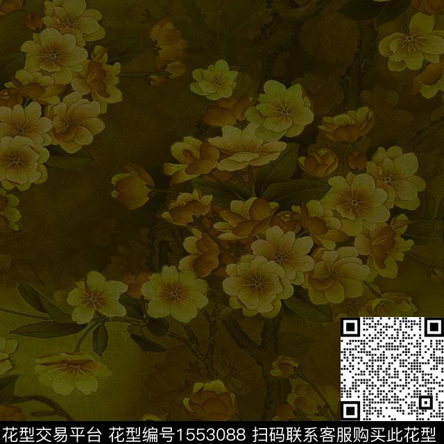 R2003148D.jpg - 1553088 - 梅花 香云纱 深色系 - 数码印花花型 － 女装花型设计 － 瓦栏