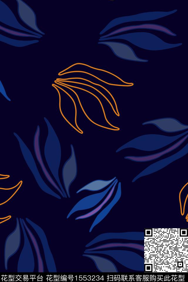 民族风花卉.jpg - 1553234 - 线条 民族风 绿植树叶 - 传统印花花型 － 女装花型设计 － 瓦栏
