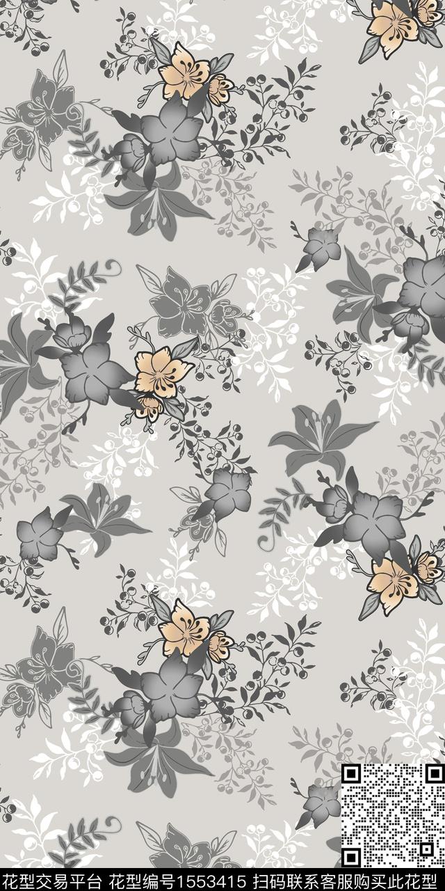 花卉满版散花平面花卉数码印花花型下载（图片编号: 1553415） - 瓦栏（Walan）