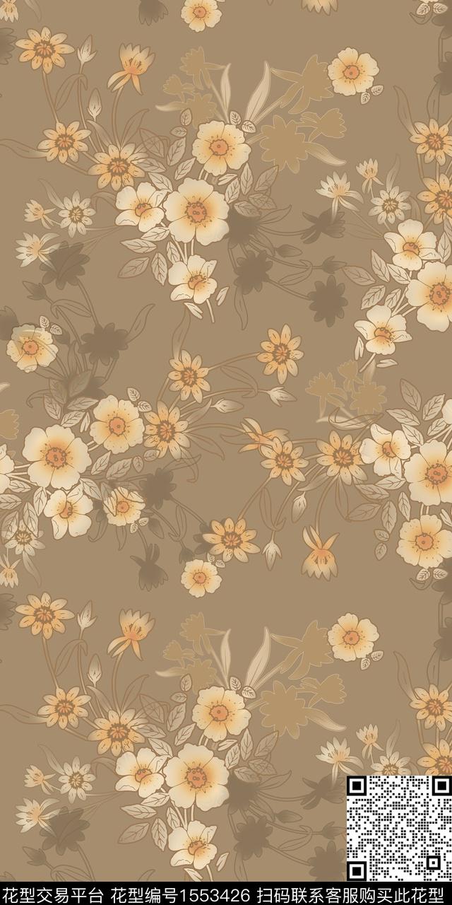 花卉满版散花平面花卉数码印花花型下载（图片编号: 1553426） - 瓦栏（Walan）