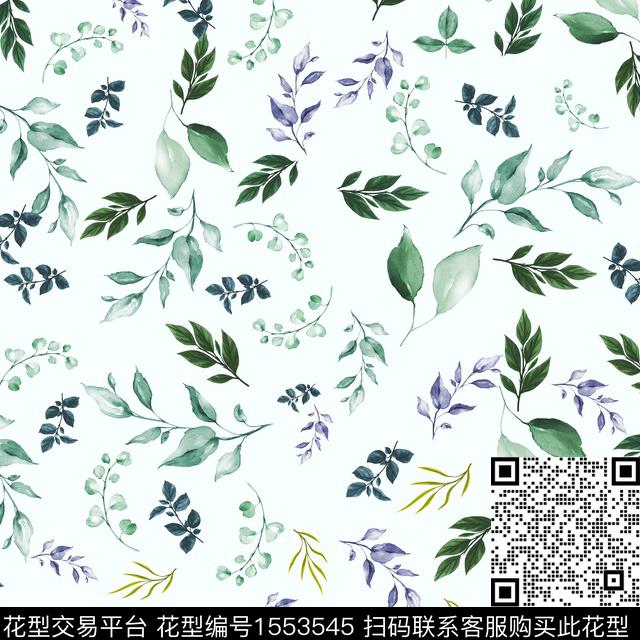 女装小碎花绿植树叶数码印花花型下载（图片编号: 1553545） - 瓦栏（Walan）