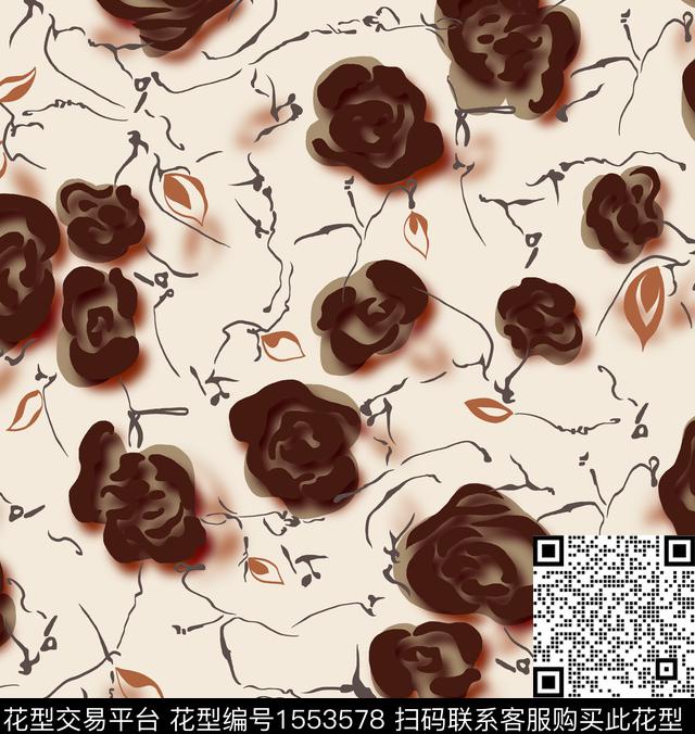 女装花卉连衣裙数码印花花型下载（图片编号: 1553578） - 瓦栏（Walan）