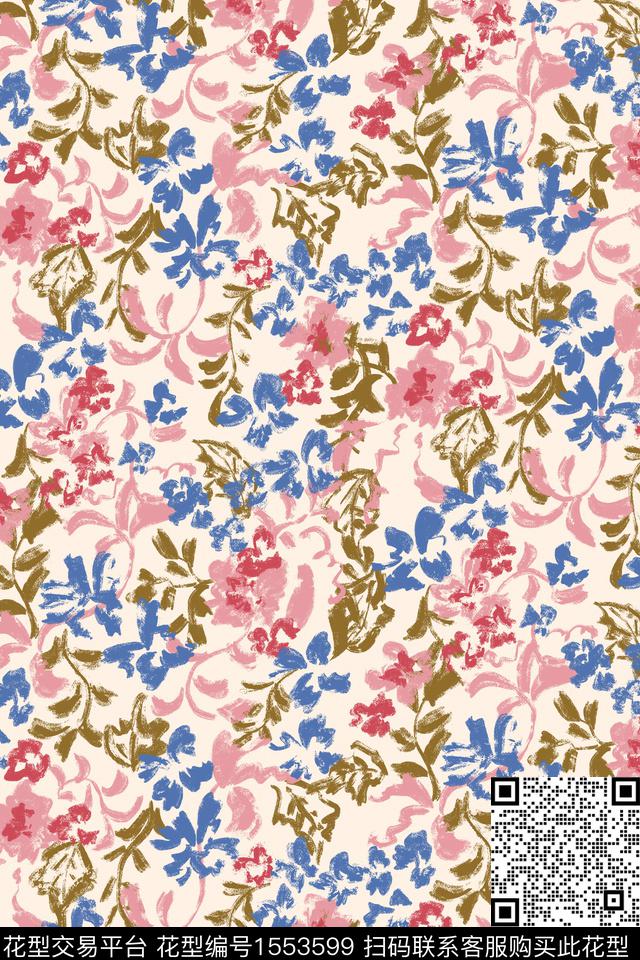清爽底花卉花卉小碎花数码印花花型下载（图片编号: 1553599） - 瓦栏（Walan）
