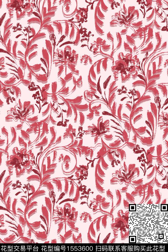 剪影花卉小碎花数码印花花型下载（图片编号: 1553600） - 瓦栏（Walan）