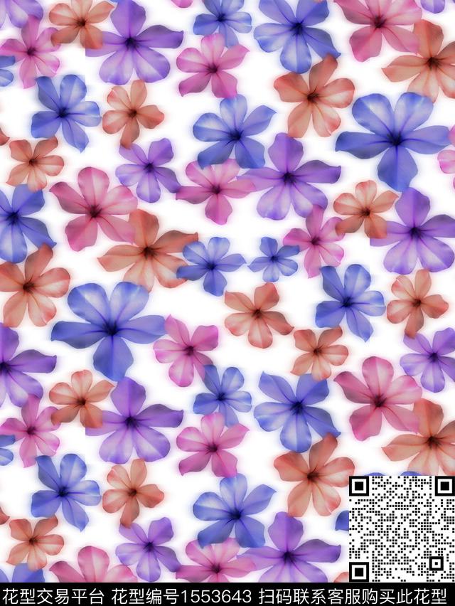 小清新清爽花卉数码印花花型下载（图片编号: 1553643） - 瓦栏（Walan）