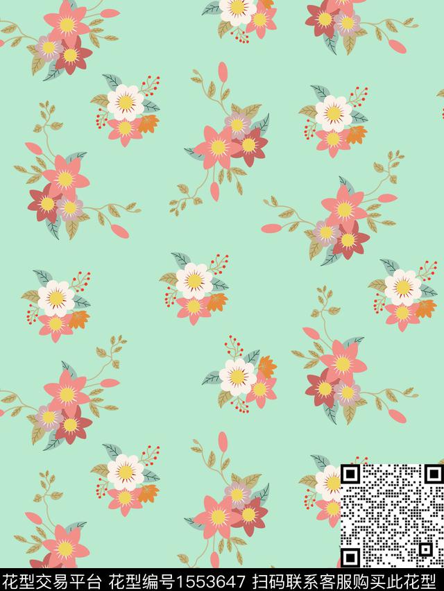 小碎花花卉小清新数码印花花型下载（图片编号: 1553647） - 瓦栏（Walan）