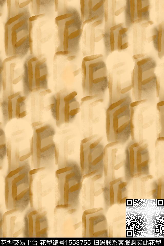 笔触格子字母数码印花花型下载（图片编号: 1553755） - 瓦栏（Walan）