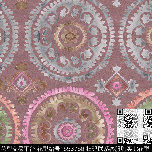ZZ396 pur p.jpg - 1553756 - 民族风 花纹 肌理 - 数码印花花型 － 沙发布花型设计 － 瓦栏