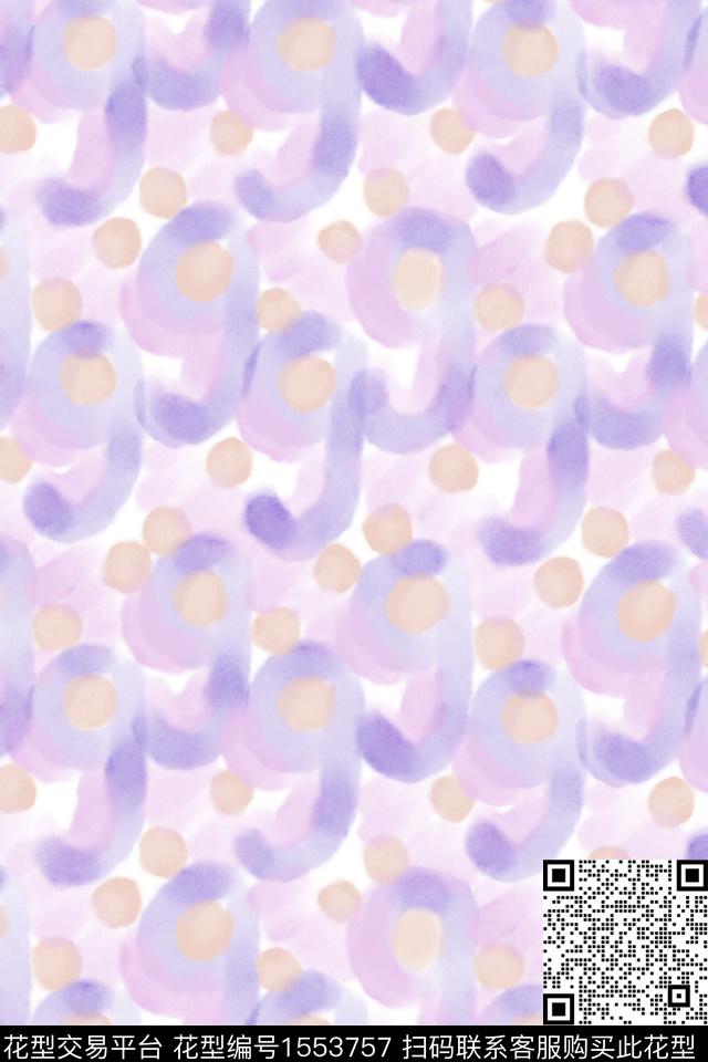 小清新笔触波点数码印花花型下载（图片编号: 1553757） - 瓦栏（Walan）