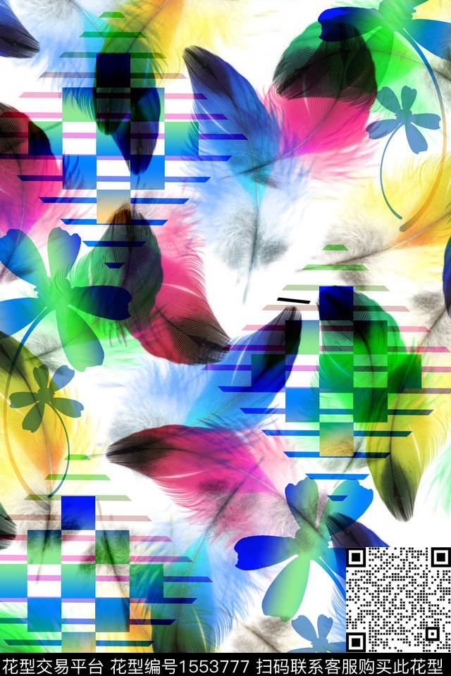 花卉几何数码花型数码印花花型下载（图片编号: 1553777） - 瓦栏（Walan）