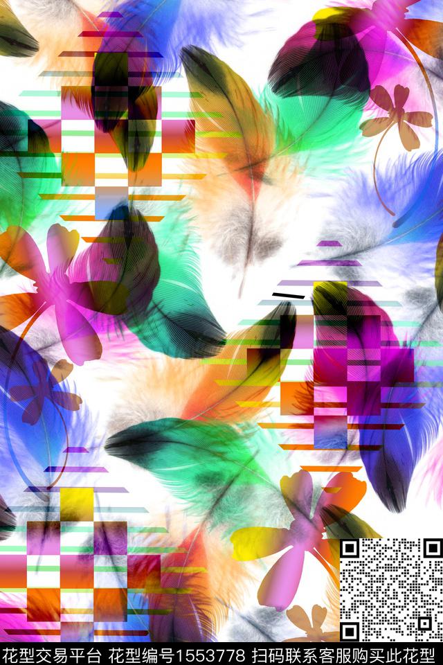 花卉几何数码花型数码印花花型下载（图片编号: 1553778） - 瓦栏（Walan）