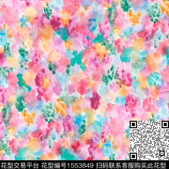 抽象花卉水彩肌理数码印花花型下载（图片编号: 1553849） - 瓦栏（Walan）