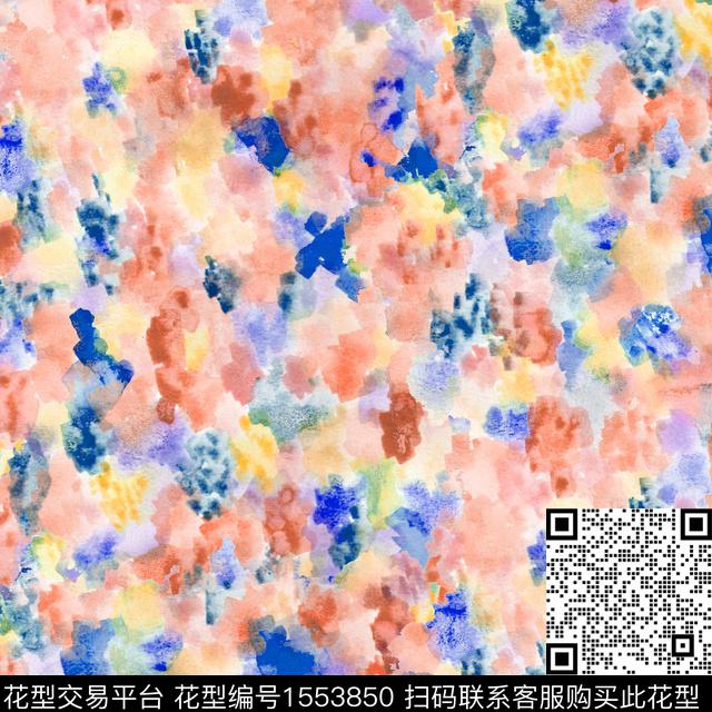 小碎花抽象花卉水彩数码印花花型下载（图片编号: 1553850） - 瓦栏（Walan）