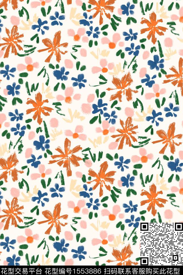 笔触小碎花年轻女性数码印花花型下载（图片编号: 1553886） - 瓦栏（Walan）