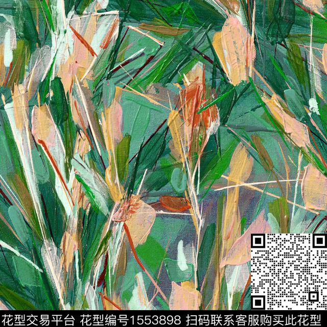 大牌风油画花型抽象数码印花花型下载（图片编号: 1553898） - 瓦栏（Walan）