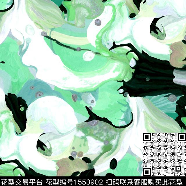 大牌风油画花型抽象数码印花花型下载（图片编号: 1553902） - 瓦栏（Walan）