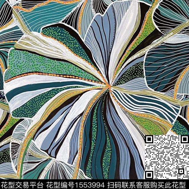 R2308020.jpg - 1553994 - 民族风 线条画 绿植树叶 - 数码印花花型 － 女装花型设计 － 瓦栏