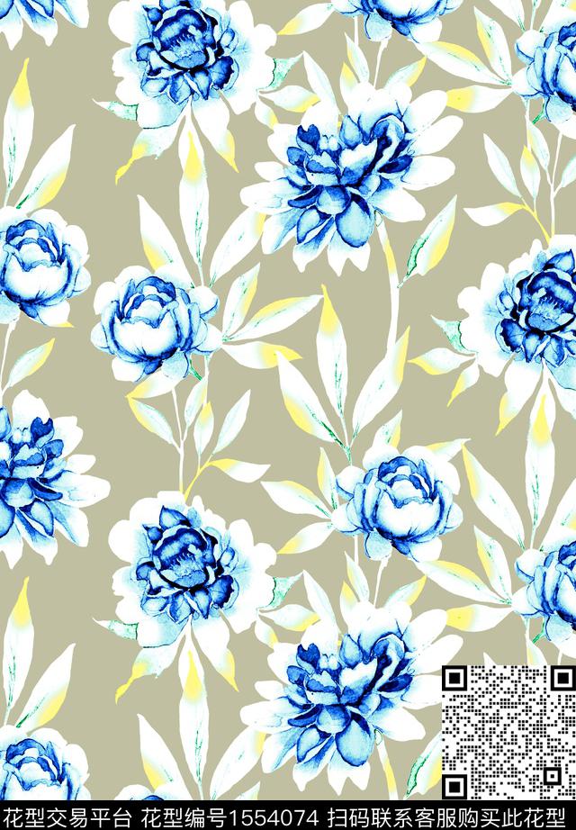 水彩花卉poppy数码印花花型下载（图片编号: 1554074） - 瓦栏（Walan）