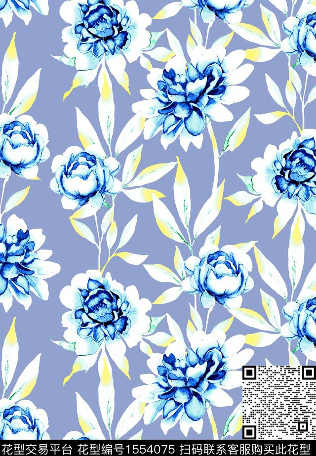 大牌风水彩花卉poppy数码印花花型下载（图片编号: 1554075） - 瓦栏（Walan）