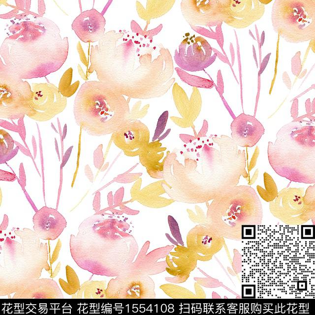 小碎花水彩花卉watercolor数码印花花型下载（图片编号: 1554108） - 瓦栏（Walan）
