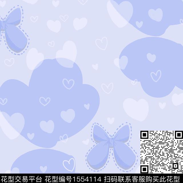 蝴蝶结爱心淑女数码印花花型下载（图片编号: 1554114） - 瓦栏（Walan）