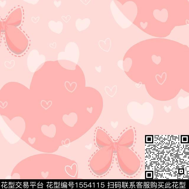 蝴蝶结爱心淑女数码印花花型下载（图片编号: 1554115） - 瓦栏（Walan）