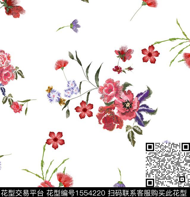 guan1202.jpg - 1554220 - 花卉 羊毛衫 白底花 - 数码印花花型 － 女装花型设计 － 瓦栏