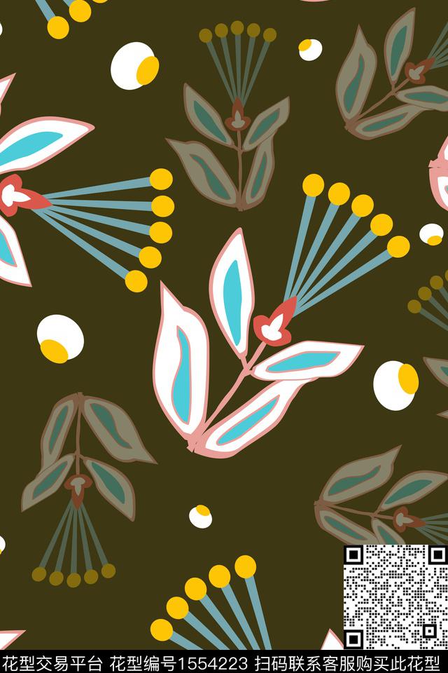 民族风几何花卉抽象花卉传统印花花型下载（图片编号: 1554223） - 瓦栏（Walan）