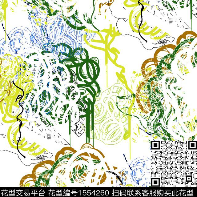 抽象2024春夏绿色系数码印花花型下载（图片编号: 1554260） - 瓦栏（Walan）