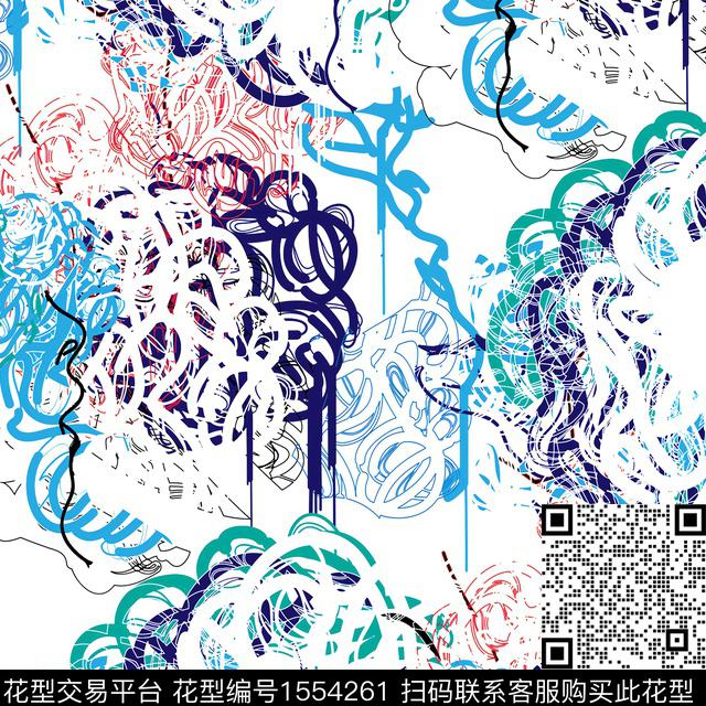 抽象2024春夏绿色系数码印花花型下载（图片编号: 1554261） - 瓦栏（Walan）