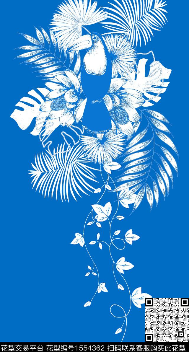 鹦鹉男装定位花热带花型传统印花花型下载（图片编号: 1554362） - 瓦栏（Walan）