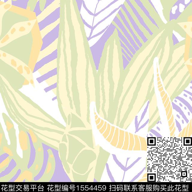 R2306036.jpg - 1554459 - 抽象 几何 绿植树叶 - 传统印花花型 － 女装花型设计 － 瓦栏